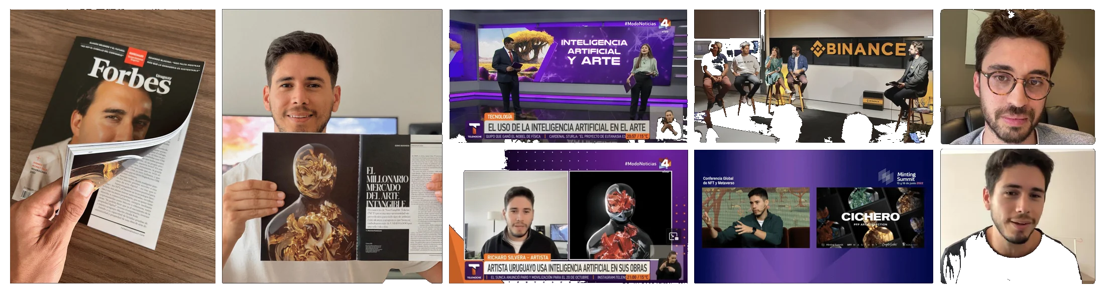 Richard Cichero en Forbes Uruguay, El País, Canal 4 y eventos de Binance, hablando de inteligencia artificial