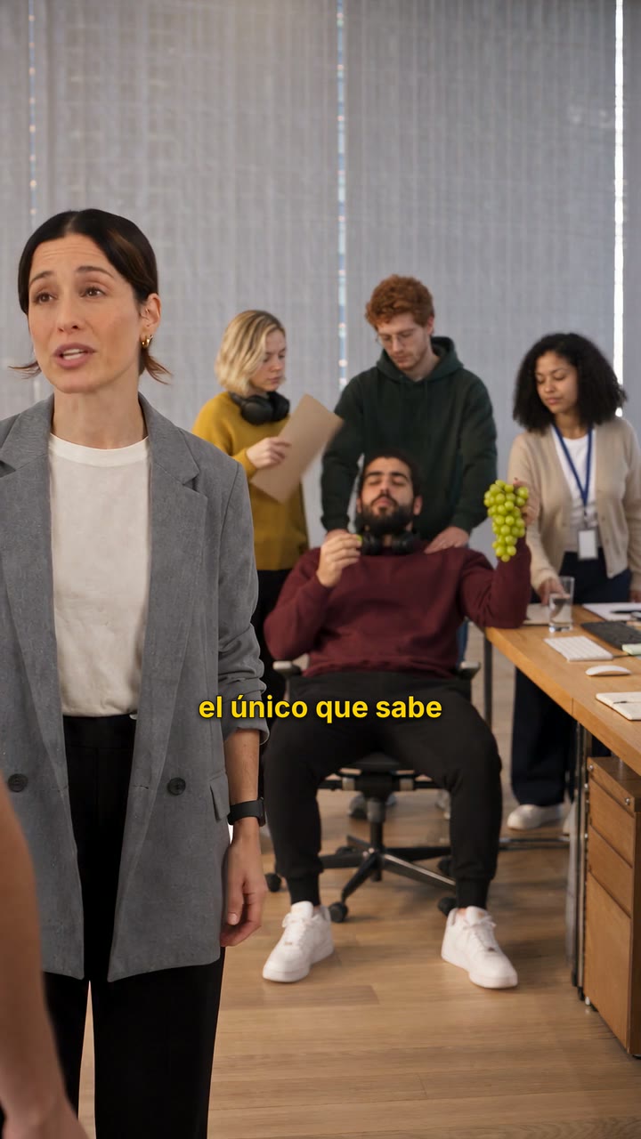 Reel El rey Raúl, en la oficina de una agencia, hecho con el sistema